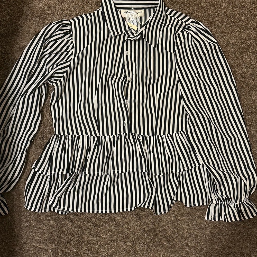 Striped Black and White Women's Top